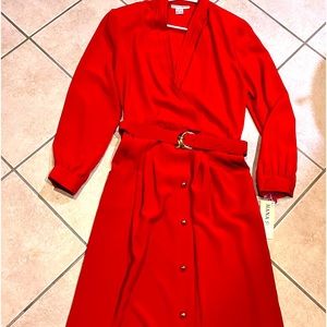 NWT Vintage Bright Red Hana Sung Belted Dress